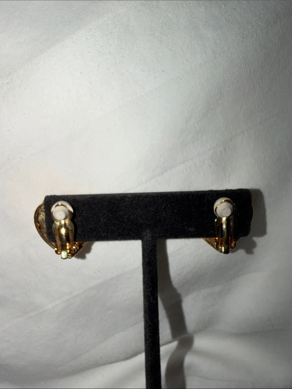 Joan Rivers clip on Gold Heart Crystal Earrings signed